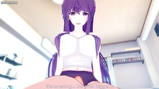 Yuri from Doki Doki Literature Club Gives You A Footjob Hentai POV