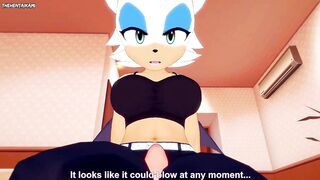 Rouge the Bat from Sonic Gives You A Footjob Hentai POV