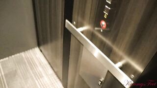 Public Blowjob in Elevator 2 Minutes Cum Challenge Sucking best Friends Cock