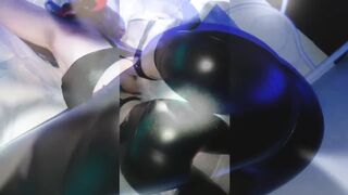 Leather Leggings Assjob Threesome with Cumshot