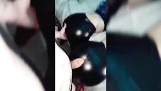 Leather Leggings Assjob Threesome with Cumshot