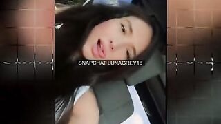 SEXY SNAPCHAT BRUNETTE BABE TEASES AND FINGER PUSSY WHILE ON TRAFFIC