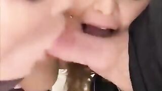 TWO HOT BABES ON SNAPCHAT SUCKING DICK OF a LUCKY GUY IN PUBLIC