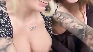 TWO HOT BABES ON SNAPCHAT SUCKING DICK OF a LUCKY GUY IN PUBLIC