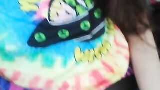 Public Masturbation Car Play! Hairy Hippie Slut Gym Pants Tie Dye Flashes PinkMoonLust on ONLYFANS!