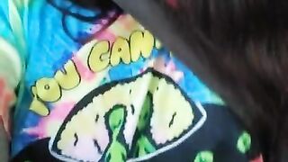 Public Masturbation Car Play! Hairy Hippie Slut Gym Pants Tie Dye Flashes PinkMoonLust on ONLYFANS!