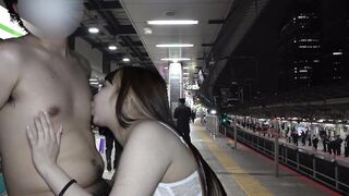 My Girlfriend Play my Nipple behind a Train Station