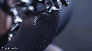 Foot Fetish Nylon in Black Pantyhose. BDSM Fetisch Video of Curvy Goddess in Corset with Gloves