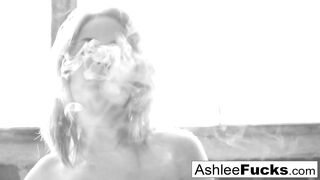 Ashlee smokes & shows off her tits!