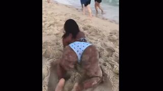 Ebony Booty Eating up Bikini (Deep Wedgie)