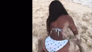 Ebony Booty Eating up Bikini (Deep Wedgie)