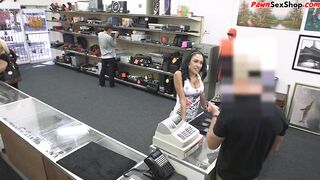 Busty latina rides pawnshop cock for good deal