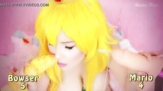 Peach covered in cum by Mario and Bowser