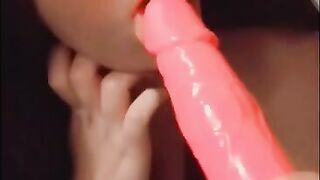 Busty Latina Plays with a Dildo (Snapchat for more Content)