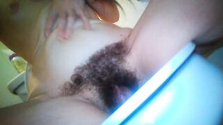 PinkMoonLust Hairy Fetish Crazy White Girl Slutty Slut PEES NORMALLY like a Good Girl into a Toilet