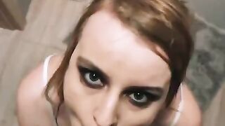 POV SUBMISSIVE PISS SLUT DRINKING PISS DURING BLOWJOB!