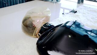 Latex lesbian breathplay with vcuum bag Part 2