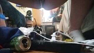 Pissing on Power Strip Making it Smoke