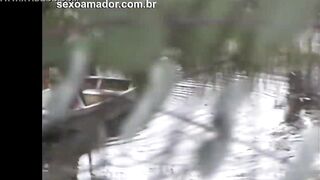 Hidden man records video of unfaithful wife moaning and having sex with gardener by canoe on the lake