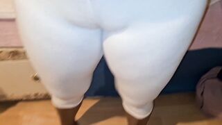 Hot Latina in Seethrough Spandex Leggings - best Ebony Cameltoe and Thick Booty POV 4K