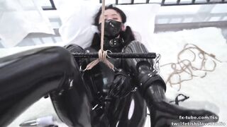 Latex lesbian rope bondage game part 1