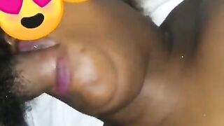 Ebony giving good head huge tits