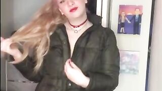 Dancing Striptease from Modest Coat to Naked Slut