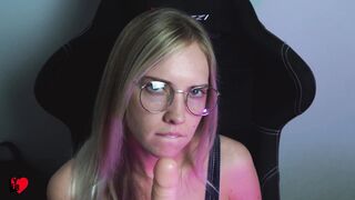 Beautiful Bitch in Glasses Sucking Dildo