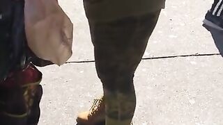 Huge Booty Black Milf in Camouflage Leggings