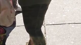 Huge Booty Black Milf in Camouflage Leggings