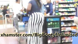 Mega Booty Blue & White Stripes Slacks Thick Chocolate Mama