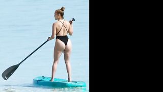 Jennifer Lopez, black thong bikini, beach