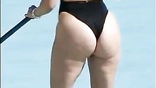 Jennifer Lopez, black thong bikini, beach