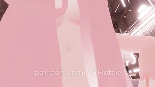 Thicc Booty Pink Hentai Girl Busts out Dildo Nora Lovense Strips down in Restroom POV Lap Dance