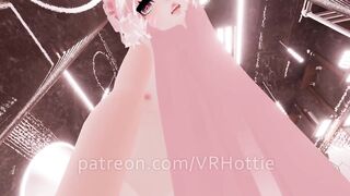 Thicc Booty Pink Hentai Girl Busts out Dildo Nora Lovense Strips down in Restroom POV Lap Dance