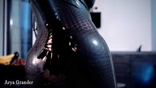 Curvy Sexy MILF with Big Ass in Latex Rubber Catsuit Arya Grander