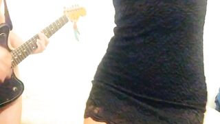 Horny MILF with Perfect Boobs and Minidress Striptease while I Play Guitar