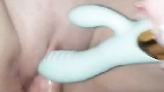 Tight & tiny close up fucking with dildo play caught by wife