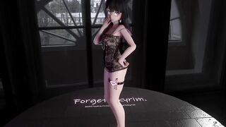 【hentai MMD】Hentai Beautiful Black-Haired Woman Wearing Erotic Underwear & Perverted Strip Dance