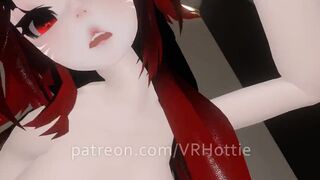 Red Head Bath Time Takes off Top Neko Seduce Hentai POV Lap Dance