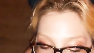 MILF Smokes, Sucks, Fucks & Takes Cumshot on Glasses & Chest!!!