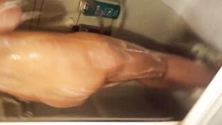 nude wife showering shows big milf ass cellulite ass