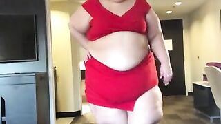 SSBBW Instagram Model In Small Red Dress