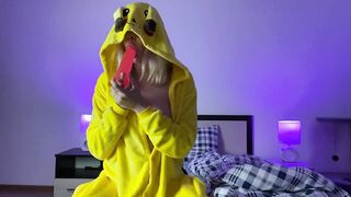 masturbating in a Pikachu costume