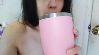 PinkMoonLust VERY TALENTED Hairy Fetish Camgirl Drinks Coffee PEES & FARTS Loud on Toilet OmgYay!