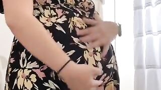 Safe for Work Pregnant Tease while Family is in other Room