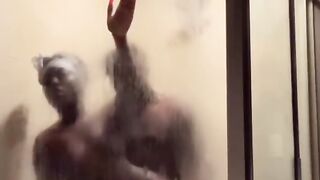 Ebony Couple Sensual Shower Sex