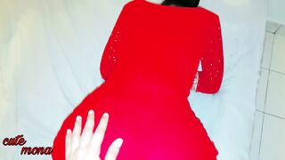 Quicky Hot Indian Wife Ass Fuck Tightly, Sexy Red Dress, Cute_mona