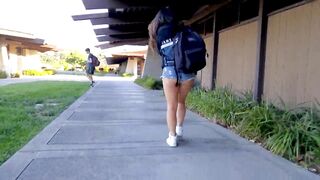 Candid Asian Shorts Asking for Directions bare Ass