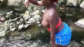 Hot Sexy Ebony Teen Takes out Huge Boobs Camping Trip